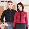 fashion contrast grid twill collar shirt (can be used as hotel waiter uniforms)