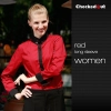 fashion contrast grid twill collar shirt (can be used as hotel waiter uniforms) Color women long sleeve red shirt