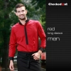 fashion contrast grid twill collar shirt (can be used as hotel waiter uniforms) Color men long sleeve red shirt