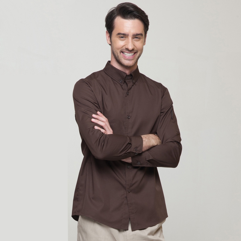 long sleeve solid color waiter shirt restaurant uniform