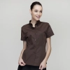 summer button down collar serving staff shirt fast food waiter uniforms Color short sleeve coffee waitress shirt