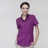 summer button down collar serving staff shirt fast food waiter uniforms Color short sleeve purple waitress shirt