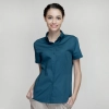 summer button down collar serving staff shirt fast food waiter uniforms Color short sleeve black waitress shirt