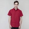 summer button down collar serving staff shirt fast food waiter uniforms Color short sleeve red waiter shirt