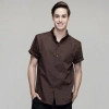 summer button down collar serving staff shirt fast food waiter uniforms Color short sleeve coffee waiter shirt