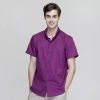summer button down collar serving staff shirt fast food waiter uniforms Color short sleeve purple waiter shirt