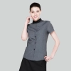 grey Peter pan collar short sleeve waiter shirt waiter uniforms Color women dark grey