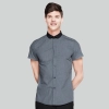 grey Peter pan collar short sleeve waiter shirt waiter uniforms Color men dark grey