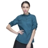 casual wide sleeve opening waiter pullover shirts waiter uniforms Color women blackish green