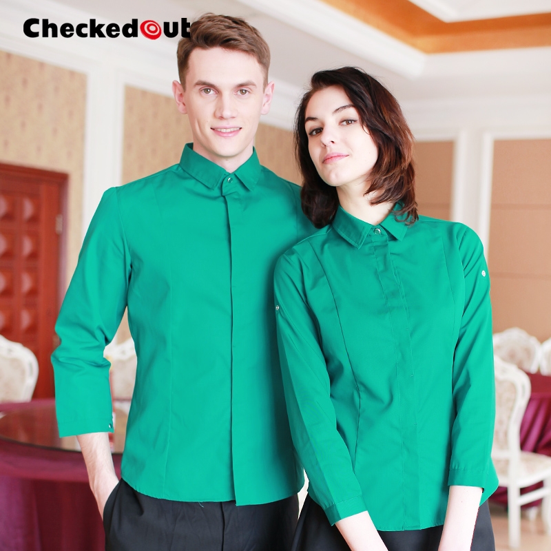 candy color western dished restaurant waiter shirts waiter uniforms
