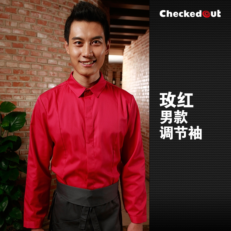 candy color western dished restaurant waiter shirts waiter uniforms