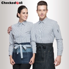 grid printing fast food waiter shirts cafe bar KVT KTC uniforms