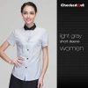 short sleeve summer black collar waiter staff uniforms shirt Color women light grey