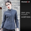 denim like fabric short sleeve waitress dealer uniform shirt Color long sleeve women shirt