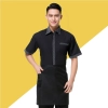 stripes collar hem waiter man uniforms shirt apron