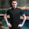 summer thin short sleeve double breasted chef jacket coat Color unisex black coat