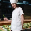 summer thin short sleeve double breasted chef jacket coat Color unisex white coat