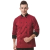 unisex rollover sleeve double breasted chef jacket coat Color wine coat