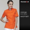 eye-catching solid color women chef jacket uniform Color short sleeve orange coat
