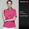 eye-catching solid color women chef jacket uniform Color short sleeve rose coat