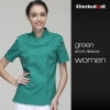 eye-catching solid color women chef jacket uniform Color short sleeve green coat