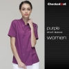 eye-catching solid color women chef jacket uniform Color short sleeve purple  coat