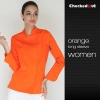 eye-catching solid color women chef jacket uniform Color long sleeve orange coat