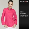 eye-catching solid color women chef jacket uniform Color long sleeve rose coat