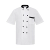 Checkered collar short sleeve unisex chef jacket Color white black collar coat