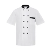 Checkered collar short sleeve unisex chef jacket