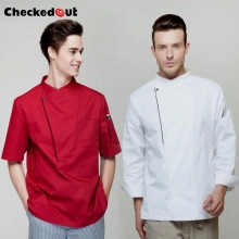 long sleeve side opening unisex chef  cooking uniforms for restaurant kitchen