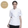 Chinese style collar double breasted restaurant kitchen cook uniform coat Color short sleeve women white jacket