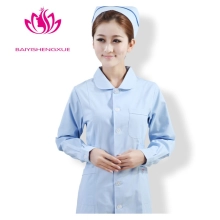 peter pan collar front opening cotton women nurse lab coat uniform