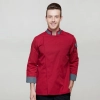 long sleeve comfortable fabric chef tops blouse Color wine chef jacket