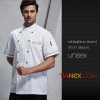 Germany design restaurant cake shop baker jacket chef coat uniform Color unisex white(sapphire hem) coat