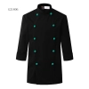 clothing button double breasted chef coat winter design Color unisex black(blue button) coat