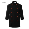clothing button double breasted chef coat winter design Color unisex black(orange button) coat