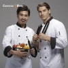 contrast collar hem chef coat jacket uniform