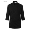 contrast collar hem chef coat jacket uniform Color unisex black coat
