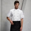 summer sideway collar chef jacket chef uniform Color unisex white (black hem) coat