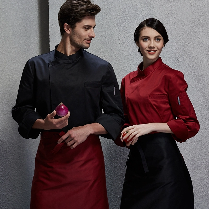 fashion invisible button chef uniform coat bread shop uniform