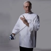fashion invisible button side opening chef manager jacket chef uniform Color unisex white coat