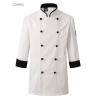 contrast cuff fashion chef uniform jacket coat Color unisex white(black cuff button) coat