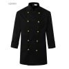 contrast cuff fashion chef uniform jacket coat Color unisex black(green button) coat
