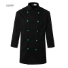 contrast cuff fashion chef uniform jacket coat Color unisex black(blue button) coat