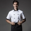 stripes collar cuff fashion cook chef jacket chef uniform