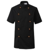 short sleeve summer candy clothing button chef uniform chef jacket Color unisex black(orange button) coat