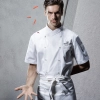 short sleeve snap button design chef jacket suit