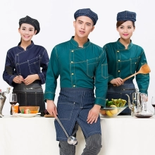 fashion upgrade denim like fabric chef coat jacet