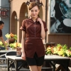 brown color coffee milk house waiter waitress shirt uniform Color women brown